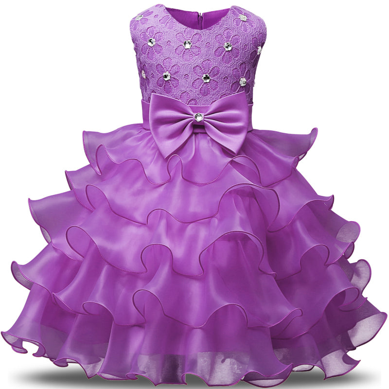 Flower Girl Dress Formal 3-8 Years Floral Baby Girls Dresses Vestidos 9 Colors Wedding Party Children Clothes Birthday Clothing