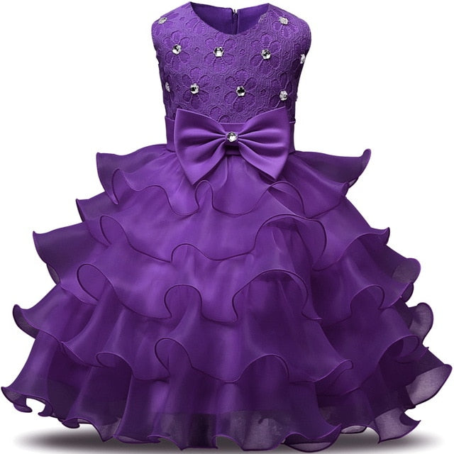 Flower Girl Dress Formal 3-8 Years Floral Baby Girls Dresses Vestidos 9 Colors Wedding Party Children Clothes Birthday Clothing
