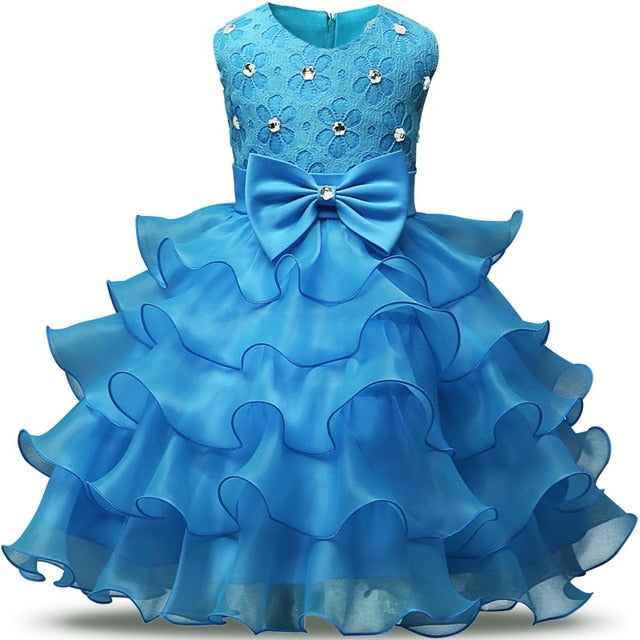 Flower Girl Dress Formal 3-8 Years Floral Baby Girls Dresses Vestidos 9 Colors Wedding Party Children Clothes Birthday Clothing