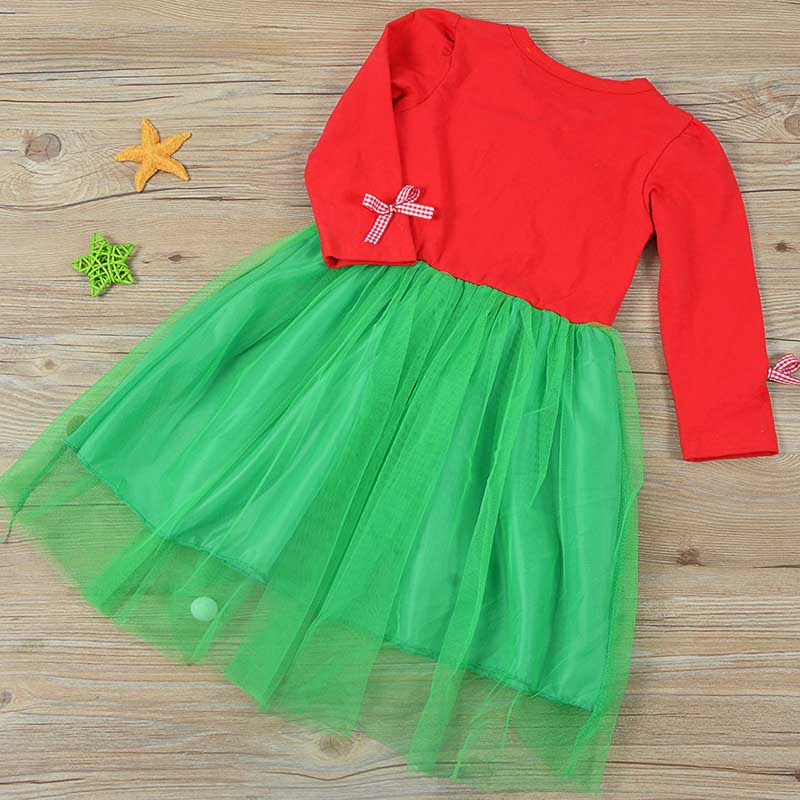 New Baby Girl Clothes Dress For Girls Autumn Christmas Tree Print Holiday Children Clothing Party Tulle Kids Costume New Year