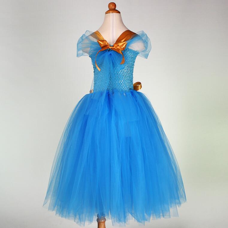Blue Princess Jasmine Tutu Dress Children Aladdin Inspired Birthday Party Dress
