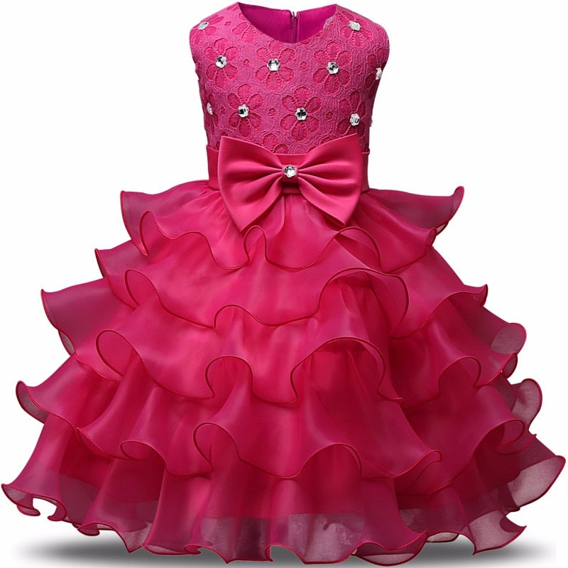 Flower Girl Dress Formal 3-8 Years Floral Baby Girls Dresses Vestidos 9 Colors Wedding Party Children Clothes Birthday Clothing