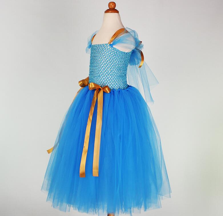 Blue Princess Jasmine Tutu Dress Children Aladdin Inspired Birthday Party Dress