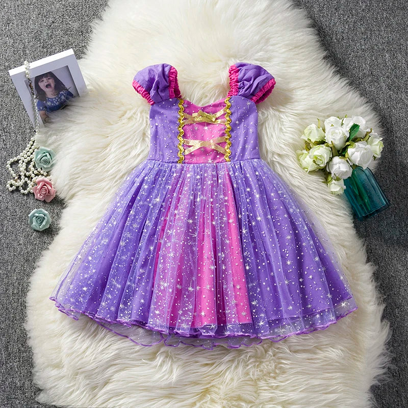Princess Dress Girl Sofia Cosplay Costume Glitter Tutu Children Kids Anna Elsa Halloween Party Birthday Dress Up Fantasy Vestido
