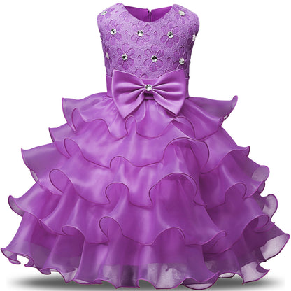 Flower Girl Dress Formal 3-8 Years Floral Baby Girls Dresses Vestidos 9 Colors Wedding Party Children Clothes Birthday Clothing