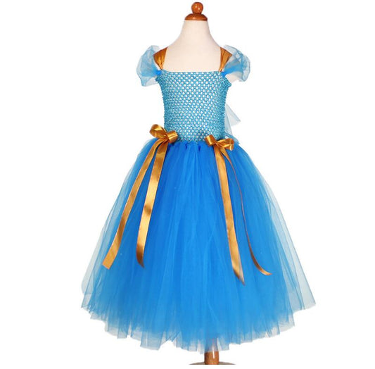 Blue Princess Jasmine Tutu Dress Children Aladdin Inspired Birthday Party Dress