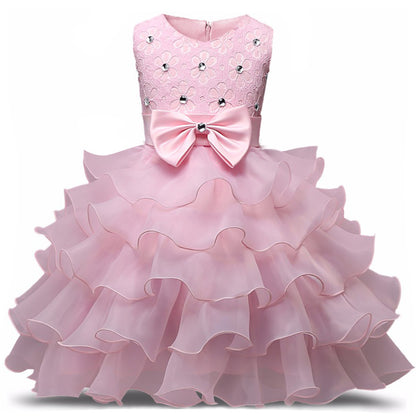 Flower Girl Dress Formal 3-8 Years Floral Baby Girls Dresses Vestidos 9 Colors Wedding Party Children Clothes Birthday Clothing