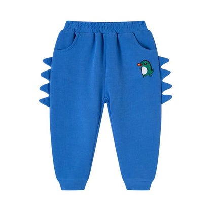 Baby Boy Cartoon Dinosaur Embroidered Pattern 3D Horn Patched Design Trousers