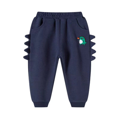 Baby Boy Cartoon Dinosaur Embroidered Pattern 3D Horn Patched Design Trousers