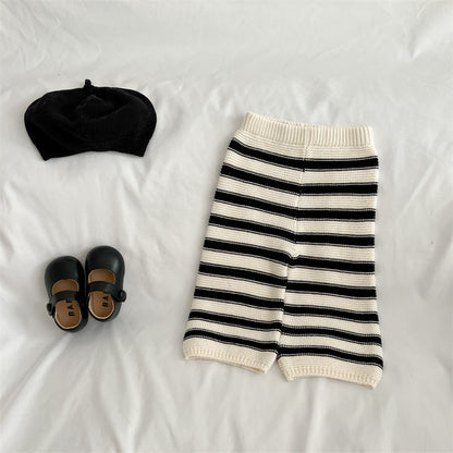Baby Striped Pattern Lapel Knitted Cardigan or Pants
